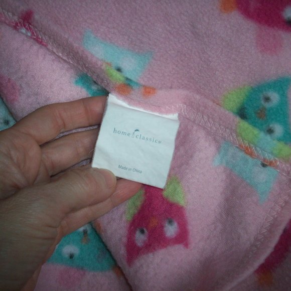 baby Blanket Kohl's Home Classics Pink Owls 44 x64 inches - Picture 3 of 4